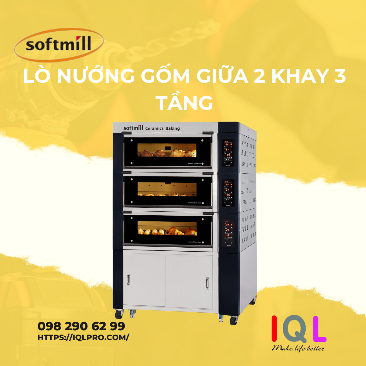 Lò nướng gốm giữa 2 khay 3 tầng DHO4-2300000