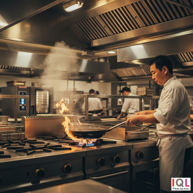 khu chế biến nóng của nhà hàng