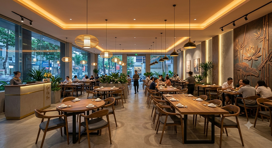 Không gian FOH của nhà hàng hiện đại và cao cấp