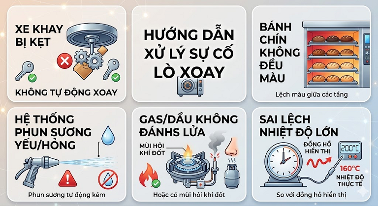 Các lỗi thường gặp khi sử dụng lò xoay