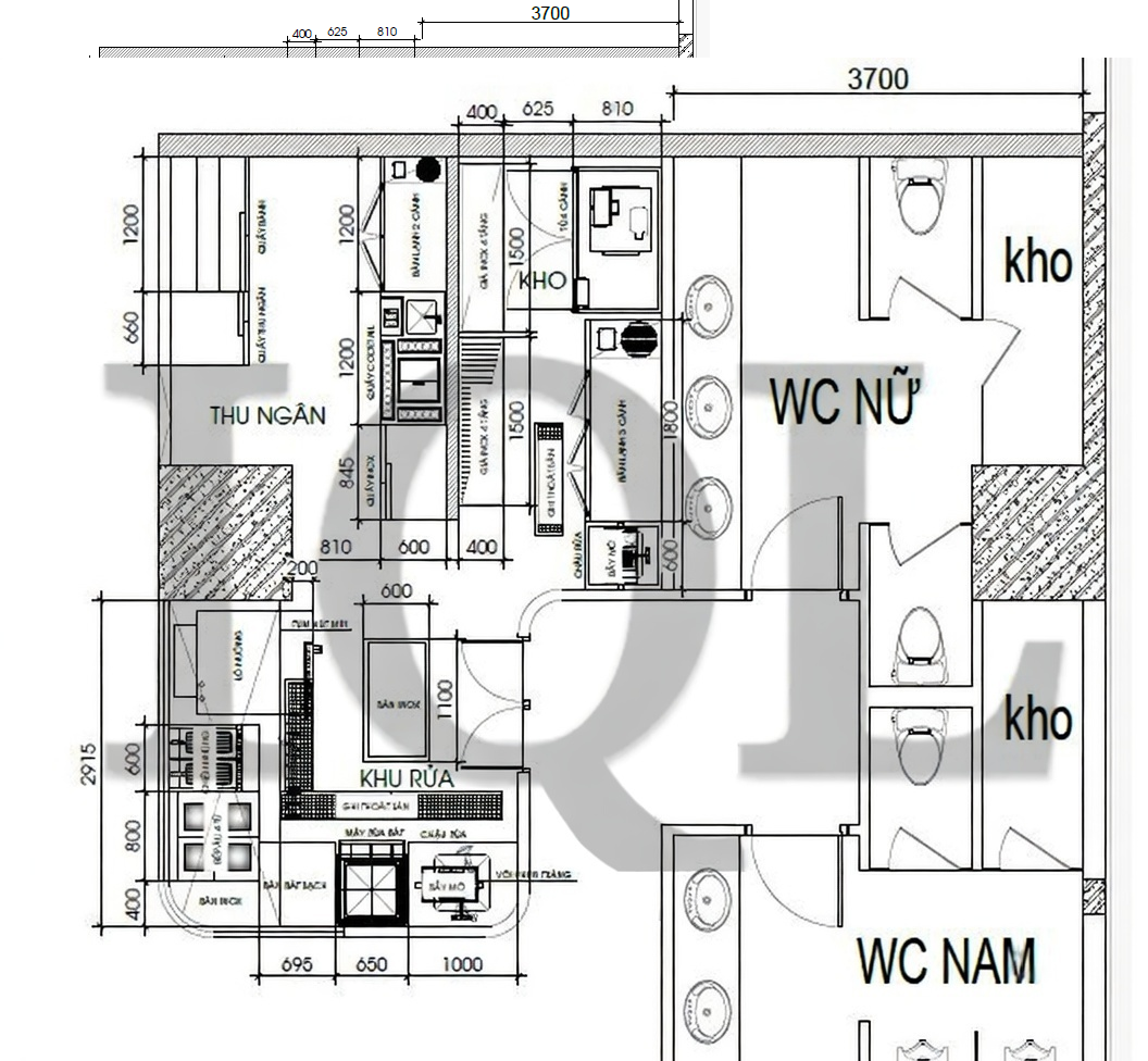 IQL thiết kế bếp bar maytown kids cafe