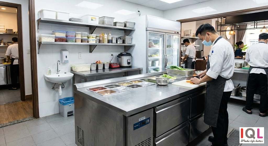 thiết kế bếp lạnh trong nhà hàng